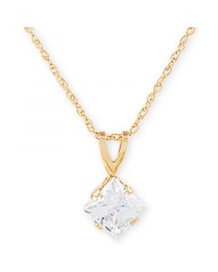 Cubic Cubic Zirconia 18" Pendant Necklace in 14k Gold