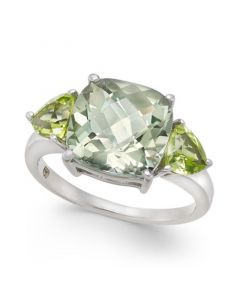 Mint Quartz (3-9/10 ct. t.w.) & Peridot (1-1/10 ct. t.w.) Statement Ring in Sterling Silver