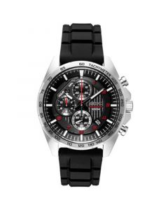 Men's Chronograph Black Silicone Strap Watch 43.9mm