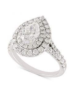 Diamond Pear Double Halo Engagement Ring (2 ct. t.w.) in 14k White Gold