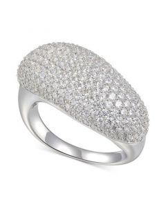 Cubic Zirconia Pavé Diagonal Statement Ring in Sterling Silver