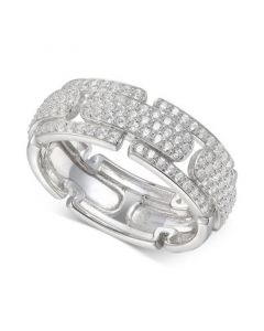 Cubic Zirconia (1-1/3 cttw) Pavé Band in Sterling Silver