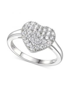 Cubic Zirconia (1-1/2 c.t. t.w.) Pave Heart Ring in Sterling Silver