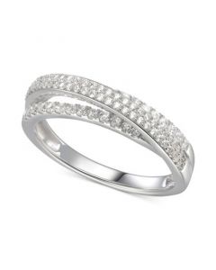 Cubic Zirconia Split-Band Ring in Sterling Silver