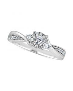 Diamond Cluster Engagement Ring (1/3 ct. t.w.) in 14k White Gold