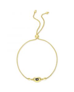 Enamel Evil Eye Bolo Bracelet in 10k Gold