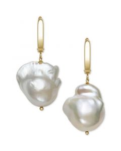 Cultured Baroque Pearl (14-15mm) Drop Earrings in 14k Gold, Created for Macy's