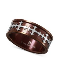 Men's Two-Tone Embellished Ring in Stainless Steel