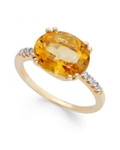 14k Gold Ring, Citrine (3 ct. t.w.) and Diamond Accent Oval Ring