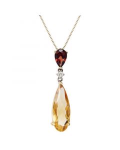 14k Gold Necklace, Citrine (2-1/2 ct. t.w.), Garnet (1/2 ct. t.w.) and Diamond Accent Pear Drop Pendant