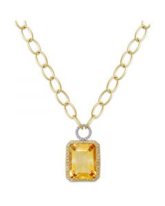 Citrine (22 ct. t.w.) and Diamond Pendant in 14k Gold