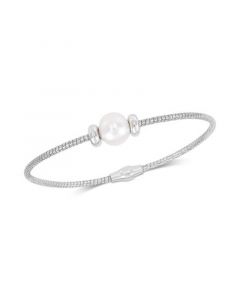 Cultured Freshwater Pearl (8-9mm) Bangle Bracelet in Sterling Silver