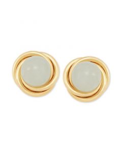 Jade (6mm) Button Knot Stud Earrings in 10k Gold