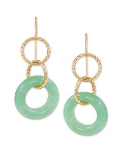 Jade Multi-Ring Drop Earrings in 10k Gold