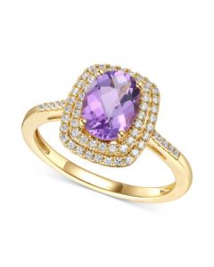 Amethyst (1-1/4 ct. t.w.) & Diamond (1/4 ct. t.w.) Ring in 14k Gold