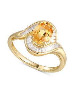 Citrine (1-1/8 ct. t.w.) & Diamond (1/4 ct. t.w.) Ring in 14k Gold