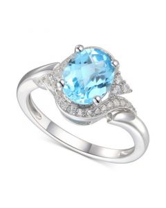 Blue Topaz (2 ct. t.w.) & Diamond (1/5 ct. t.w.) in 14k White Gold