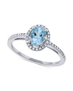 Aquamarine (5/8 ct. t.w.) & Diamond (1/6 ct. t.w.) Ring in 14k White Gold