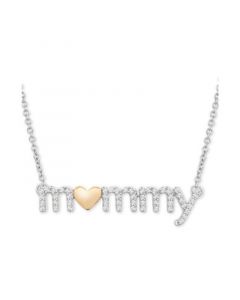 Diamond Mommy Heart Pendant Necklace (1/6 ct. t.w.) in Sterling Silver & 14k Gold-Plate, 18" + 2" extender