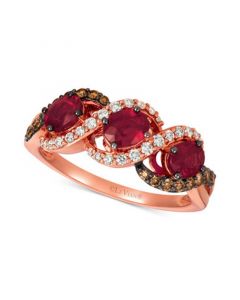 Passion Ruby (1-1/4 ct. t.w.), Vanilla Diamonds® (1/5 ct. t.w.) & Chocolate Diamonds® (1/5 ct. t.w.) Statement Ring in 14k Rose Gold