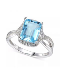 Blue Topaz (2-5/8 ct. t.w.) & Diamond (1/4 ct. t.w.) Statement Ring in 14k White Gold