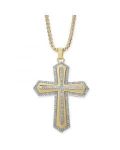 Men's Diamond Cross 22" Pendant Necklace (1/2 ct. t.w.) in 18k Gold-Plated Sterling Silver