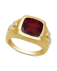 Men's Garnet (7-3/4 ct. t.w.) & Diamond Accent Ring in 18k Gold Over Sterling Silver