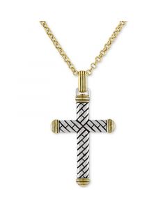 Textured Cross 22" Pendant Necklace in 14k Gold Over Sterling Silver, Created for Macy's