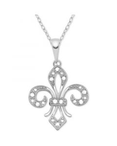 Diamond Fleur-de-Lis 18" Pendant Necklace (1/10 ct. t.w.) in Sterling Silver