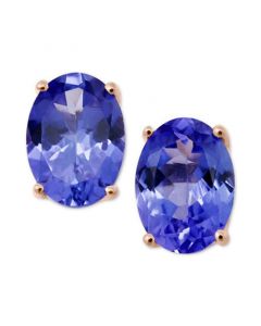 Tanzanite Oval Stud Earrings (1-1/3 ct. t.w.) in 14k Rose Gold