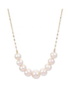 Cultured Freshwater Pearl (6 - 8-1/2mm) Graduated 18" Collar Necklace in 14k Gold