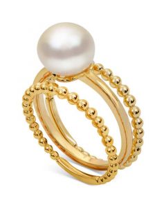 3-Pc. Set Cultured Freshwater Pearl (8-1/2mm) Stack Rings in 14k Gold-Plated Sterling Silver