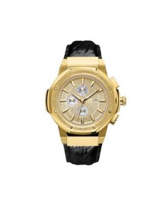 Men's 10 YR Anniversary Saxon Diamond (1/6 ct.t.w.) & 18K Gold Plated Watch