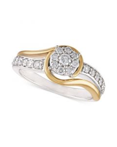 Two-Tone Diamond Cluster Bridal Ring (1/2 ct. t.w.) in 14k White Gold and 14k Gold