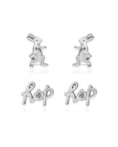 Beatrix Potter Sterling Silver Peter Rabbit Hop Set of 2 Stud Earrings