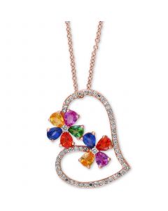 EFFY® Multi-Gemstone (2-1/8 ct t.w.) & Diamond (1/4 ct. t.w.) 18" Pendant Necklace in 14k Rose Gold