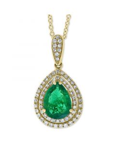 EFFY® Emerald (1-1/3 ct. t.w.) & Diamond (1/4 ct. t.w.) 18" Pendant Necklace in 14k Gold