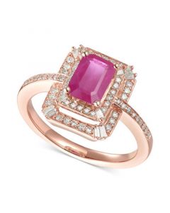 Ruby (1 ct. t.w.) & Diamond (1/3 ct. t.w.) Ring in 14k Rose Gold (Also Available in Sapphire)