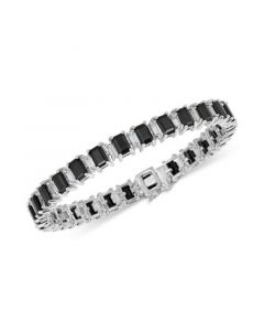 Black Sapphire (18 ct. t.w.) & White Topaz (4 ct. t.w.) Tennis Bracelet in Sterling Silver