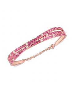 Ruby (5 ct. t.w.) & White Topaz (1/2 ct. t.w.) Bracelet in 14k Rose Gold-Plated Sterling Silver