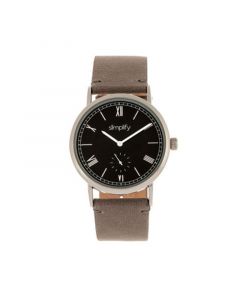 Quartz The 5100 Black Dial, Genuine Charocoal Leather Watch 40mm