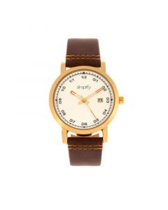 Quartz The 5300 Gold Case, Genuine Brown Leather Watch 40mm