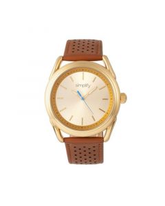 Quartz The 5900 Gold Case, Genuine Camel Leather Watch 43mm