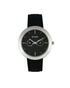 Quartz The 6100 Black Dial, Canvas-Overlaid Black Polyurethane Strap Watch 43mm