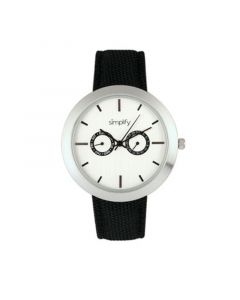 Quartz The 6100 White Dial, Canvas-Overlaid Black Polyurethane Strap Watch 43mm