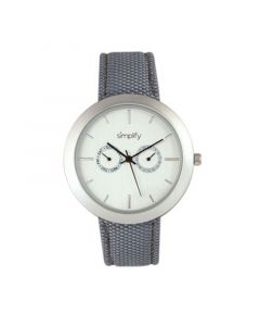 Quartz The 6100 White Dial, Canvas-Overlaid Grey Polyurethane Strap Watch 43mm