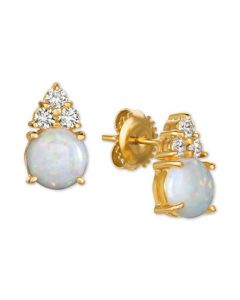 Opal (1-3/4 ct. t.w.) & Diamond (1/3 ct. t.w.) Stud Earrings in 14k Gold