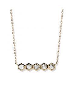 White Topaz (5/8 ct. t.w.) Bolt Mini Bar Necklace in 14k Yellow Gold