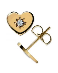 Diamond Accent Heart Stud in 14k Yellow Gold