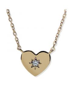 Diamond Accent Heart Diamond Cut Chain Necklace in 14k Yellow gold